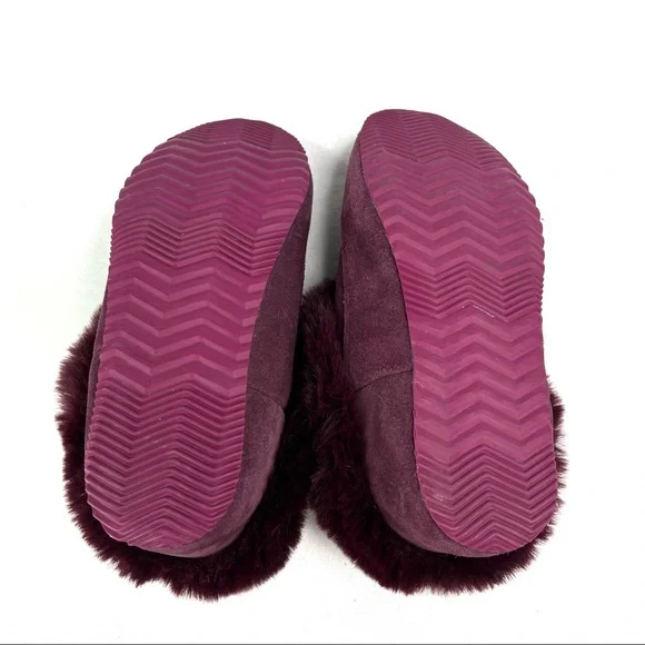Sorel Go Coffee Run Slippers Slip On Red Suede Faux Fur Lined Rubber Sole 6 - Picture 7 of 8